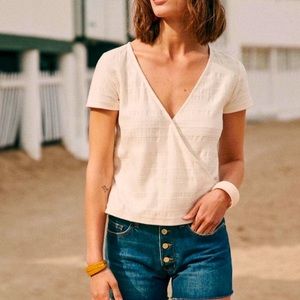 Sezane V-Neck Wrap-Tie Top